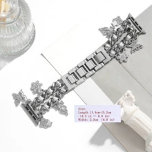 1pc Snowflake & Butterfly Design Fashion Band, Fits 38/40/41/42/44/45/49mm, Compatible With Apple Watch Ultra/SE/8/7/6/5/4/3/2/1 (Watch Not Included) - Silver - View 2