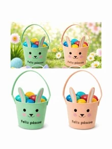 Easter Basket With Bunny Ears, Egg Holder, Chocolate, Sweets, Party Favor, Table Decoration, Creative Themed Gift - 查看 3