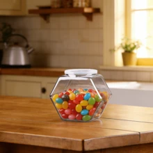 2/4/6pcs Hexagon Transparent Plastic Candy/Cookie Jars With Lids - Airtight Food Storage Containers For Kitchen Countertop, Pantry, Candy Buffet, Weddings, Christmas, Halloween, Easter, Thanksgiving - Space-Saving Design, Durable Containers - Clear - View 13