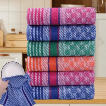 1/4 Pack High Quality Absorbent Soft Waffle Dish Cloths, Colorful Plaid Pattern, Large Rectangular Cleaning Rags, Suitable For Washing And Wiping Dishes, Fit For Household Use, Includes Washable Kitchen Towels And Tea Towels, Applicable For Living Room, Bedroom, Bathroom And Kitchen