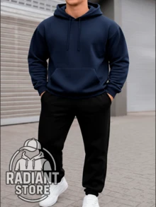 Plain Set Of Basic Sweatshirts, Comfortable For Everyday Wear, Streetwear Art, Urban Culture, Street Fashion, Street, Graffiti, Skater, Unisex, Men's And Women's, Sweatshirt, 50% Cotton 50% Polyester, Premium Streetwear Top, New Release, Immediate Shipping, Various Colors!! - 海軍藍-黑色 - 查看 1
