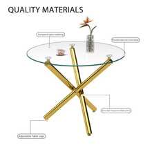 Round Dining Table, Tempered Glass Top, Gold Table Legs, Can Be Used As A Coffee Table, Modern And Minimalist Style Dining Table, Dimensions: 80*80*76 Cm - Gold - View 7