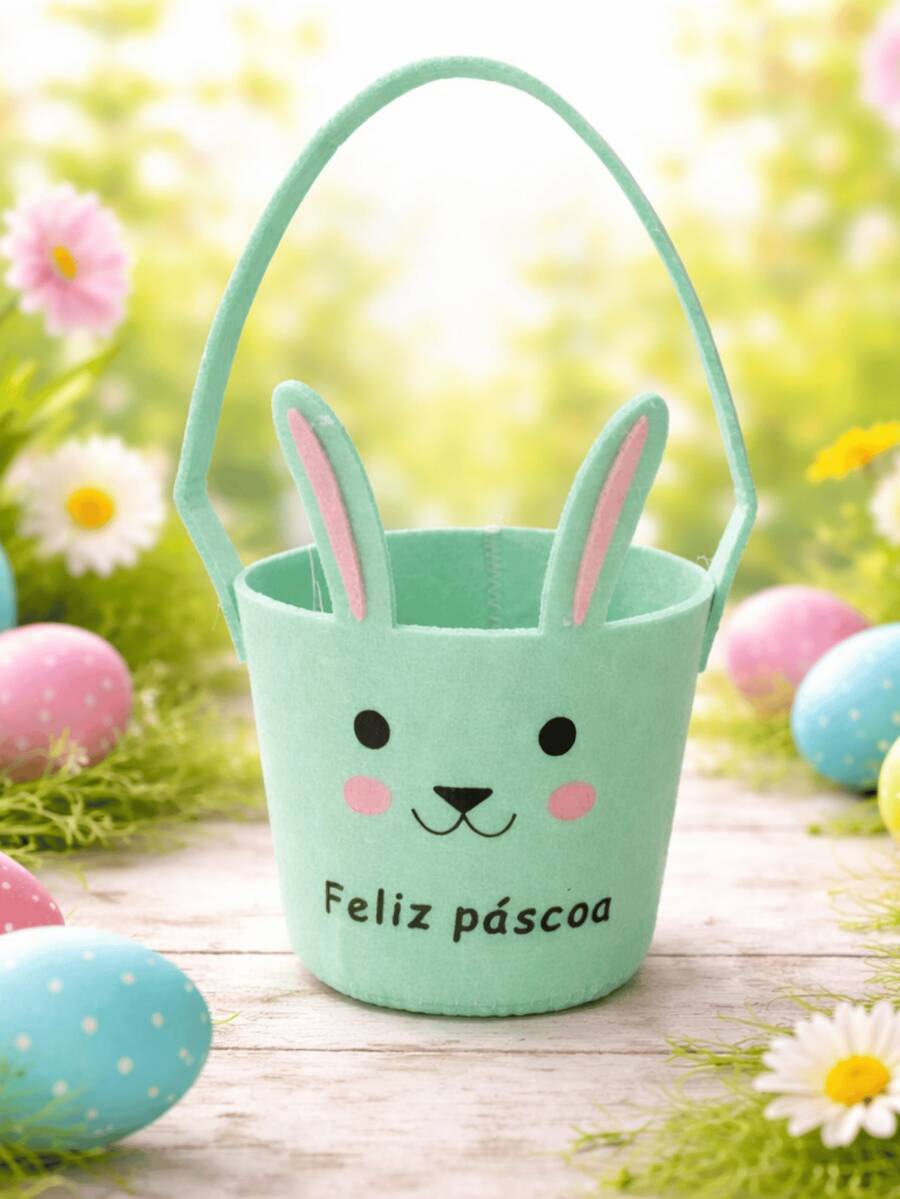 Easter Basket With Bunny Ears, Egg Holder, Chocolate, Sweets, Party Favor, Table Decoration, Creative Themed Gift - 查看 1