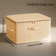 1pc WONGIRL Extra Large Stackable Waterproof Storage Box - Multifunctional, Space-Saving Organizer Box Suitable For Wardrobe, Bedroom, Kitchen Etc. - Great For Storing Toys, Books, Clothes And Bedding [No Lock] - Beige - View 18
