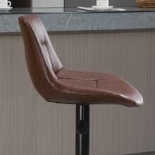 Two Sets Of Height-Adjustable Bar Stools With Backrests, In Brown Faux Leather, Swiveling, Ideal For Kitchens And Bars. - Brown - View 6