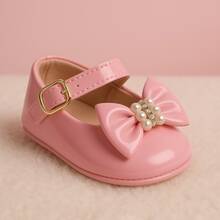 Baby Girl's Patent Leather Ballet Flats With Pearl Bow, Sizes 14 To 19. - 淺粉色 - 查看 6