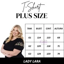 Plus Size Black T-Shirt/Blouse With Floral Silk Screen Print On The Princess Sleeve - 黑色 - 查看 3