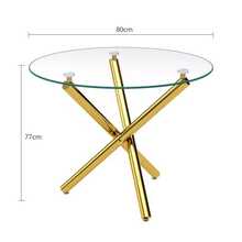 Round Dining Table, Tempered Glass Top, Gold Table Legs, Can Be Used As A Coffee Table, Modern And Minimalist Style Dining Table, Dimensions: 80*80*76 Cm - Gold - View 8