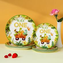 10pcs/20pcs/50pcs Dinosaur 1st Birthday Party Disposable Paper Plates, Party Supplies, Celebration Tableware, Gender Reveal, Birthday Party, Theme Party, Family Picnic, Reusable (7inch/9inch) - Multicolor - View 1