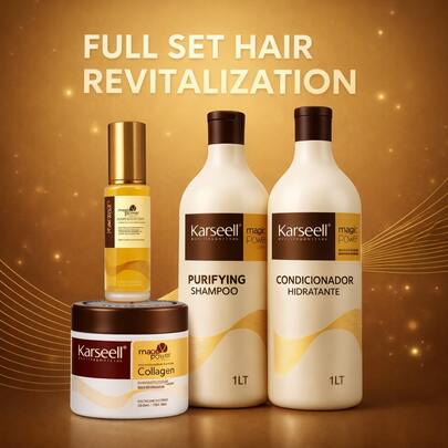 Kit Shampoo e Condicionador + Máscara Collagen Oil Argan 500ml Maca Power Original + Óleo Reparador Pontas