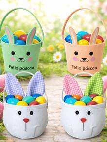 Easter Basket With Bunny Ears, Egg Holder, Chocolate, Sweets, Party Favor, Table Decoration, Creative Themed Gift - 查看 4