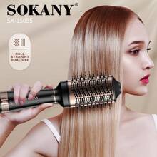 SOKANY 15055 Hot Air Brush, 1260W, Multi-Tooth Design, 3 Heat & Speed Settings, Moisturizing Care, Ceramic Coating, One-Step Styling Tool, Rapid Cooling, Lightweight Body, Suitable For Straight And Curly Hair - Black - View 1