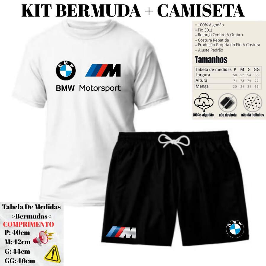 Men's Set: Cotton T-Shirt + Printed Tactel Shorts - Motorsport Design. Premium T-Shirt And Shorts - New Release - Sizes P To GG (Sizes P To GG) - Immediate Shipping - Nhiều màu - Xem 1