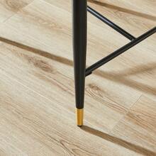 Set Of Two Bar Stools In Light Brown Chenille Fabric, Height Adjustable, Black - Gold Percussive Design With Backrest And Leg Rest, Ideal For Kitchen Island Tables And Bar Tables. - Light Brown - View 6