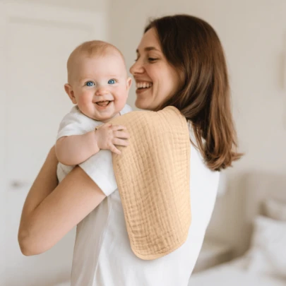 TDHD 10pcs Baby Soft Cotton Muslin Burp Cloths, Absorbent And Fashionable, Suitable For Daily Use