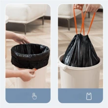 加厚垃圾袋 - 12/60 个装，加厚防漏抽绳垃圾袋，适用于厨房/浴室/办公室，结实耐用，不易撕裂。 - 手提式 - 查看 6