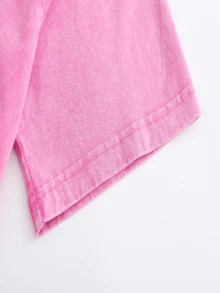 [Disney Licensed] 1 Piece, Plus Size, Unisex, Pure Cotton - "The Backs Of Six Disney Princesses, Suitable For Everyday Casual Wear, Disney Park Photo Shoots, And As A Core Design Element In Children's And Parent-Child Clothing Series." 100% Pure Cotton T-Shirt Design, Unisex Adult Casual Short-Sleeved T-Shirt, Machine Washable, Perfect For Disney Fans And Couples To Wear At Disney Parks. - 粉色 - 查看 5