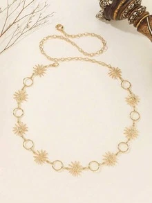 1pc Women's Waist Belt/Chain, Summer Circle Western Cowboy Rodeo Millennium Leather Belt Chain Metal Style, Minimalist Versatile Dress Accessory - Multicolor - View 2