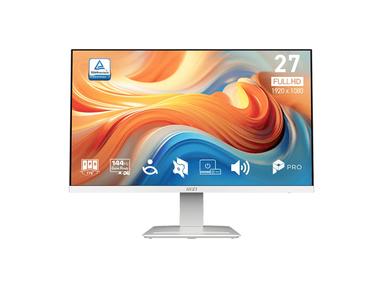 MSI 27" Full HD 144Hz IPS White LCD Computer Monitor With Built-In Speakers For Both Work And Gaming PRO MP273W E14A - View 1