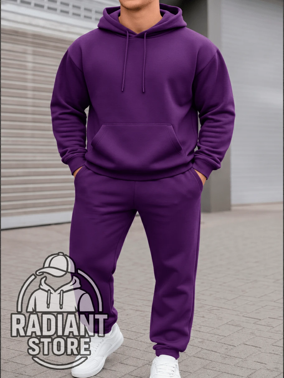 Plain Set Of Basic Sweatshirts, Comfortable For Everyday Wear, Streetwear Art, Urban Culture, Street Fashion, Street, Graffiti, Skater, Unisex, Men's And Women's, Sweatshirt, 50% Cotton 50% Polyester, Premium Streetwear Top, New Release, Immediate Shipping, Various Colors!! - 紫色 - 查看 1