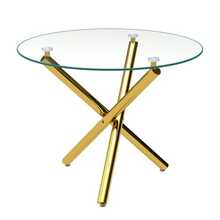 Round Dining Table, Tempered Glass Top, Gold Table Legs, Can Be Used As A Coffee Table, Modern And Minimalist Style Dining Table, Dimensions: 80*80*76 Cm - Gold - View 6