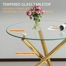 Round Dining Table, Tempered Glass Top, Gold Table Legs, Can Be Used As A Coffee Table, Modern And Minimalist Style Dining Table, Dimensions: 80*80*76 Cm - Gold - View 9