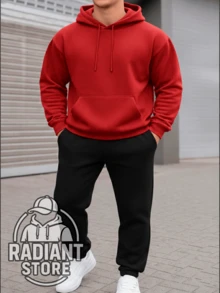 Plain Set Of Basic Sweatshirts, Comfortable For Everyday Wear, Streetwear Art, Urban Culture, Street Fashion, Street, Graffiti, Skater, Unisex, Men's And Women's, Sweatshirt, 50% Cotton 50% Polyester, Premium Streetwear Top, New Release, Immediate Shipping, Various Colors!! - 紅黑 - 查看 1