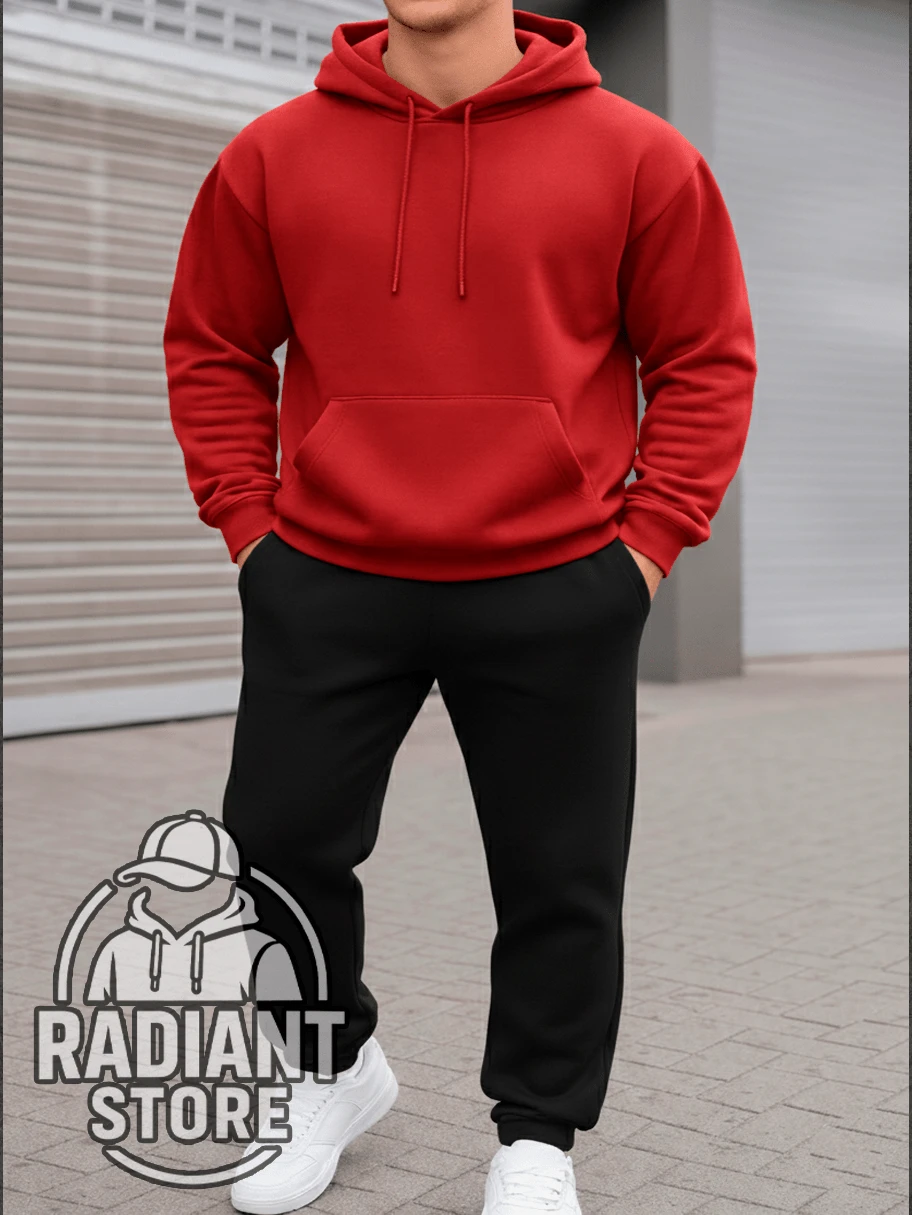 Plain Set Of Basic Sweatshirts, Comfortable For Everyday Wear, Streetwear Art, Urban Culture, Street Fashion, Street, Graffiti, Skater, Unisex, Men's And Women's, Sweatshirt, 50% Cotton 50% Polyester, Premium Streetwear Top, New Release, Immediate Shipping, Various Colors!! - 紅黑 - 查看 1