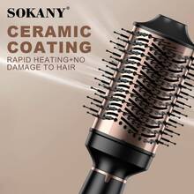SOKANY 15055 Hot Air Brush, 1260W, Multi-Tooth Design, 3 Heat & Speed Settings, Moisturizing Care, Ceramic Coating, One-Step Styling Tool, Rapid Cooling, Lightweight Body, Suitable For Straight And Curly Hair - Black - View 4