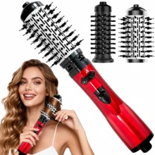 360° Auto Rotating Hot Air Brush, 2-In-1 Styler For Curling & Straightening, Ceramic Coated Interchangeable Brush Heads, High Power, Ideal Holiday Gift - Multicolor - View 14