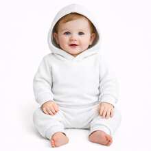Hooded Sweatshirt And Pants Set, Flannel Lined, Unisex, Boy/Girl, Warm Cotton - 白色 - 查看 2