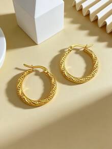 1/3 Paar geometrische Edelstahl-Ohrringe in Gold, vergoldeter Edelstahl-Schmuck, Damen-Ohrringe, Hängeohrringe, vergoldete runde Ohrringe mit Scharnier, Bambus-Textur, Diamantschliff, Sechseck, Quadrat, Rund, Schmetterlingsdesign, langanhaltend hypoallergene Ohrringe, geeignet für empfindliche Ohren, charmante Accessoires für Frauen, modischer Schmuck aus dem Nahen Osten, Ramadan-Dekoration Schmuck und Accessoires, Party- und Feiertagsgeschenke - Verschiedenfarbig - Übersicht 2
