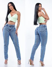 Women's Mom Jeans, Stylish, Casual, Sexy, Faux Denim Print, Pocket, Zipper, Button, Vintage, Office, Vacation, Night, Beach, Travel, Timeless - 大理石紋藍色 - 查看 2