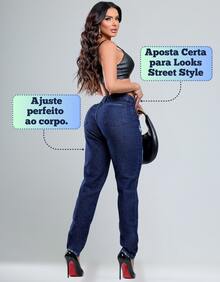 Women's Mom Jeans, Stylish, Casual, Sexy, Faux Denim Print, Pocket, Zipper, Button, Vintage, Office, Vacation, Night, Beach, Travel, Timeless - 已摧毀 - 查看 4