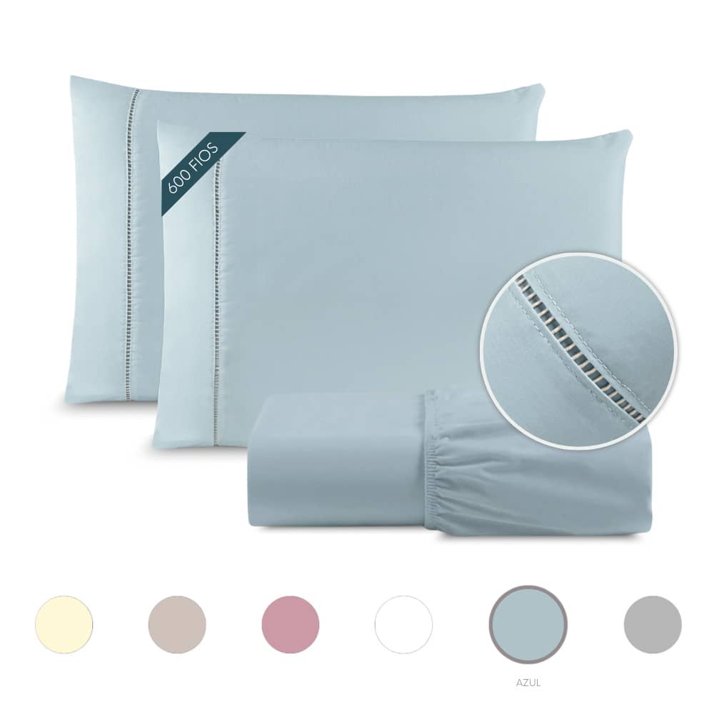 A Touch Of Sophistication: 3-Piece Sheets In 600-Thread Count Egyptian Cotton - 藍色 - 查看 1