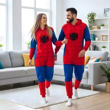 Plush Kigurumi Pajamas Cosplay Costume Marvel Spider-Man - Đỏ - Xem 5