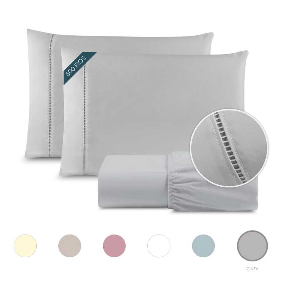 A Touch Of Sophistication: 3-Piece Sheets In 600-Thread Count Egyptian Cotton - Grey - View 1