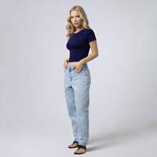 Set Of 3 Baby Tees - New Release - Comfortable Everyday Wear - Gym Fit - Fits The Body - Shopping - Casual - Simple - Basic - IMMEDIATE SHIPPING - Blue+Black+Brown - View 2