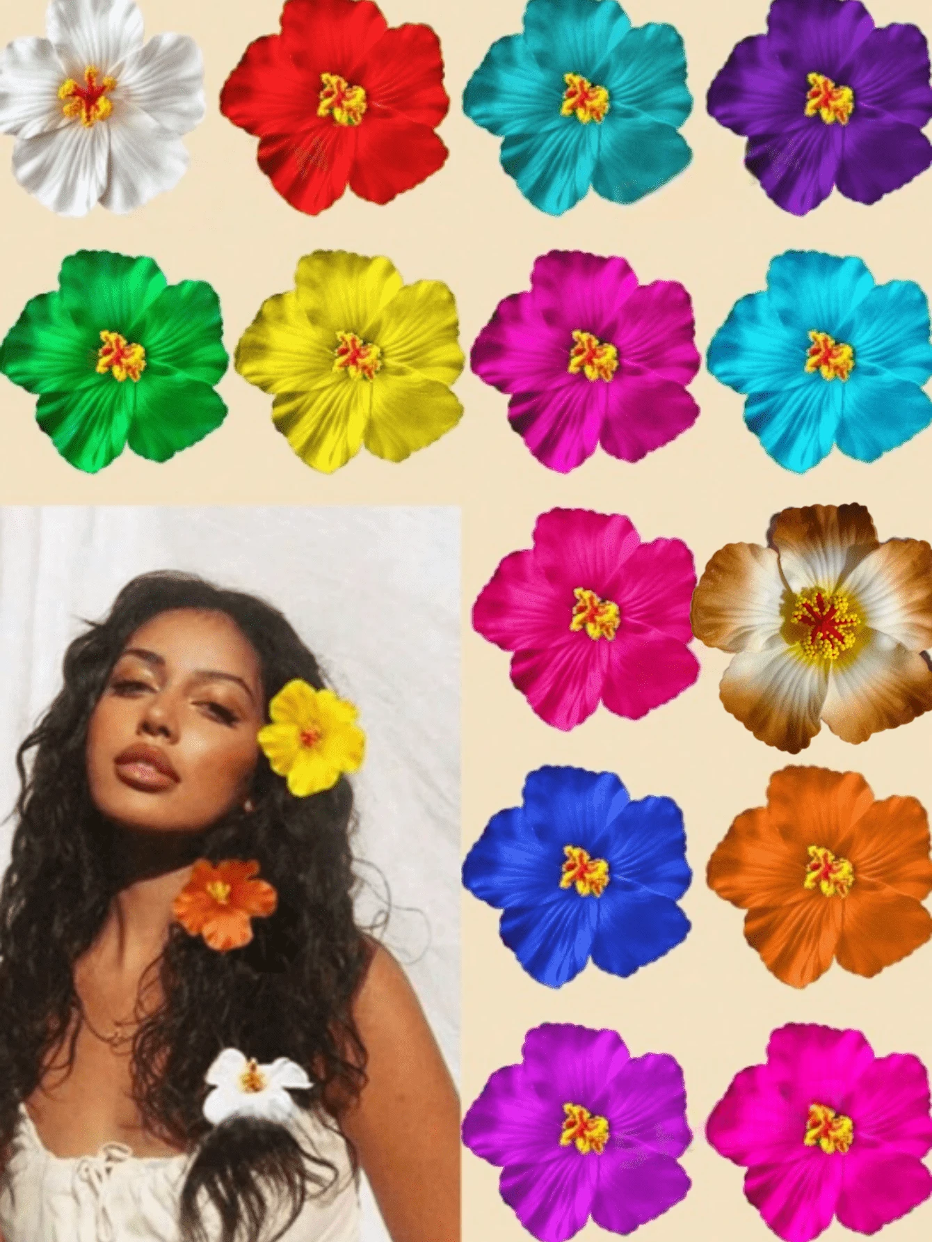 10 piezas Clips para el cabello con flores hawaianas de colores aleatorios, lindos clips para el cabello con flores de hibisco y plumeria, adecuados para mujeres y niñas, clips para el cabello con flores hawaianas degradadas, accesorios para el cabello hawaianos, clips para el cabello con girasoles, adecuados para fiestas en la playa y uso diario, se pueden combinar con atuendos como decoraciones para el cabello, gran paquete de valor, regalo del Día de San Valentín, pasador para el cabello, barretas para el cabello, accesorios para la cabeza, horquilla - Multicolor - Ver 1