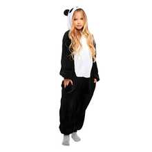 nerd hunters Kids Cozy Panda Hooded Kigurumi Pajama Suit - 黑與白 - 查看 5