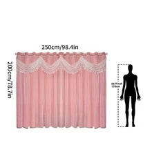 1件装【穿孔式顶部】欧式一体式窗帘，配有优雅的布艺裙摆、遮光衬里和薄纱，适用于卧室、客厅、餐厅等都市软装风格，兼容多种窗帘杆安装方式 - 粉色 - 查看 20