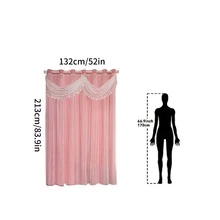 1件装【穿孔式顶部】欧式一体式窗帘，配有优雅的布艺裙摆、遮光衬里和薄纱，适用于卧室、客厅、餐厅等都市软装风格，兼容多种窗帘杆安装方式 - 粉色 - 查看 13
