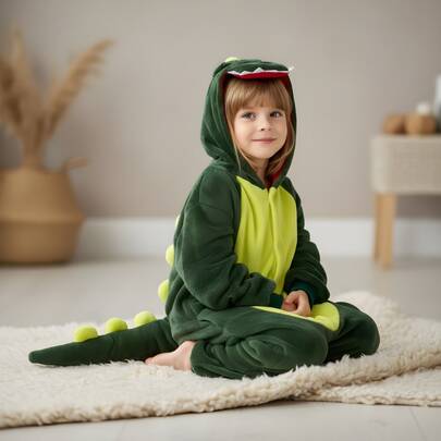 nerd hunters Kids Cozy Dinosaur Hooded Kigurumi Pajama Suit