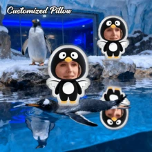 1pc Personalized Pillow - Custom Face Throw Pillow, Penguin, Unique, Special Gift For Mom, Family, Friends, Anniversary, Mother's Day, Birthday, Valentine's Day, Christmas, Halloween, Graduation, Father's Day, Wedding, Housewife, Sofa, Bed, Car, Tea Room, Bedroom, Bathroom, Living Room, Dining Room - Upload Picture Customization - View 4