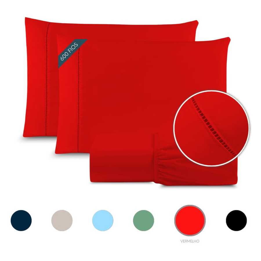 A Touch Of Sophistication: 3-Piece Sheet Set In 600 Thread Count Egyptian Cotton - Red - View 1