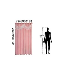 1件装【穿孔式顶部】欧式一体式窗帘，配有优雅的布艺裙摆、遮光衬里和薄纱，适用于卧室、客厅、餐厅等都市软装风格，兼容多种窗帘杆安装方式 - 粉色 - 查看 14