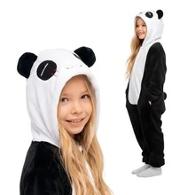 nerd hunters Kids Cozy Panda Hooded Kigurumi Pajama Suit - 黑與白 - 查看 2