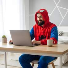 Plush Kigurumi Pajamas Cosplay Costume Marvel Spider-Man - Đỏ - Xem 6