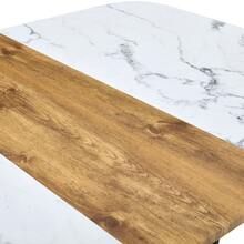 Extendable Dining Table With Wood Finish And Black Trim – Sturdy Black Metal Frame, Compact Kitchen Table For 4 To 6 People, Modern And Multifunctional Dining Table - White - View 3