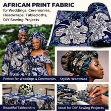 Vải cotton in sáp châu Phi chính hãng – Họa tiết Ankara chất lượng cao dành cho thời trang, các dự án trang trí nhà cửa, bọc ghế và các sản phẩm thiết kế riêng – 100% cotton tự nhiên, mềm mại, thoáng khí, chất liệu tuyệt vời cho quần áo, rèm cửa, váy và nhiều hơn nữa. - Vải batik - Xem 3